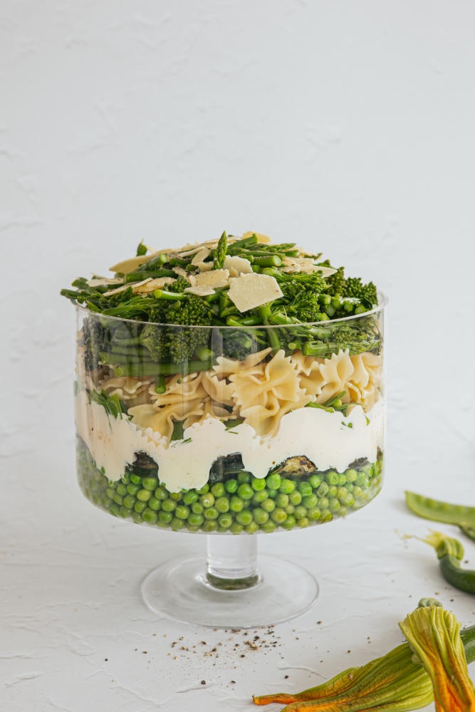 Spring Greens Layered Pasta Salad