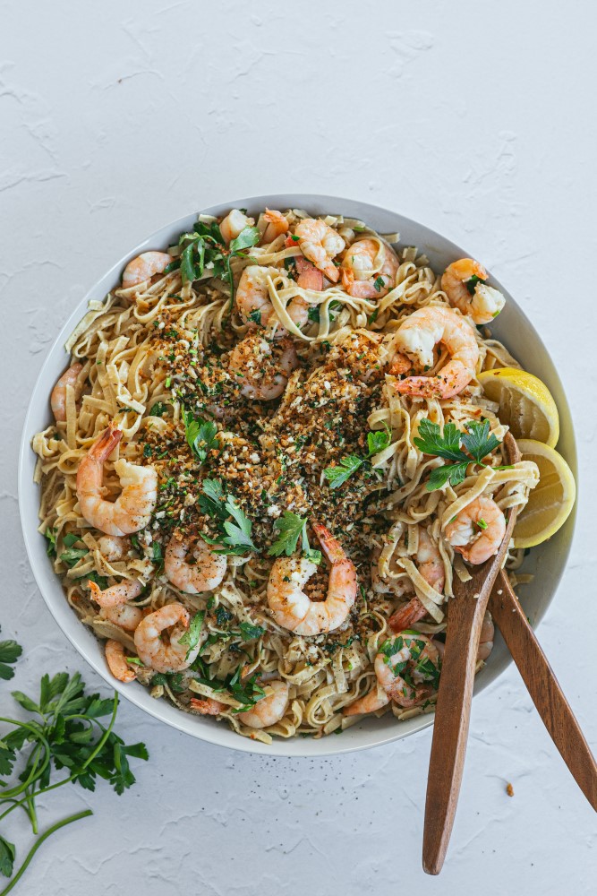 Miso Garlic Butter Prawn Linguine